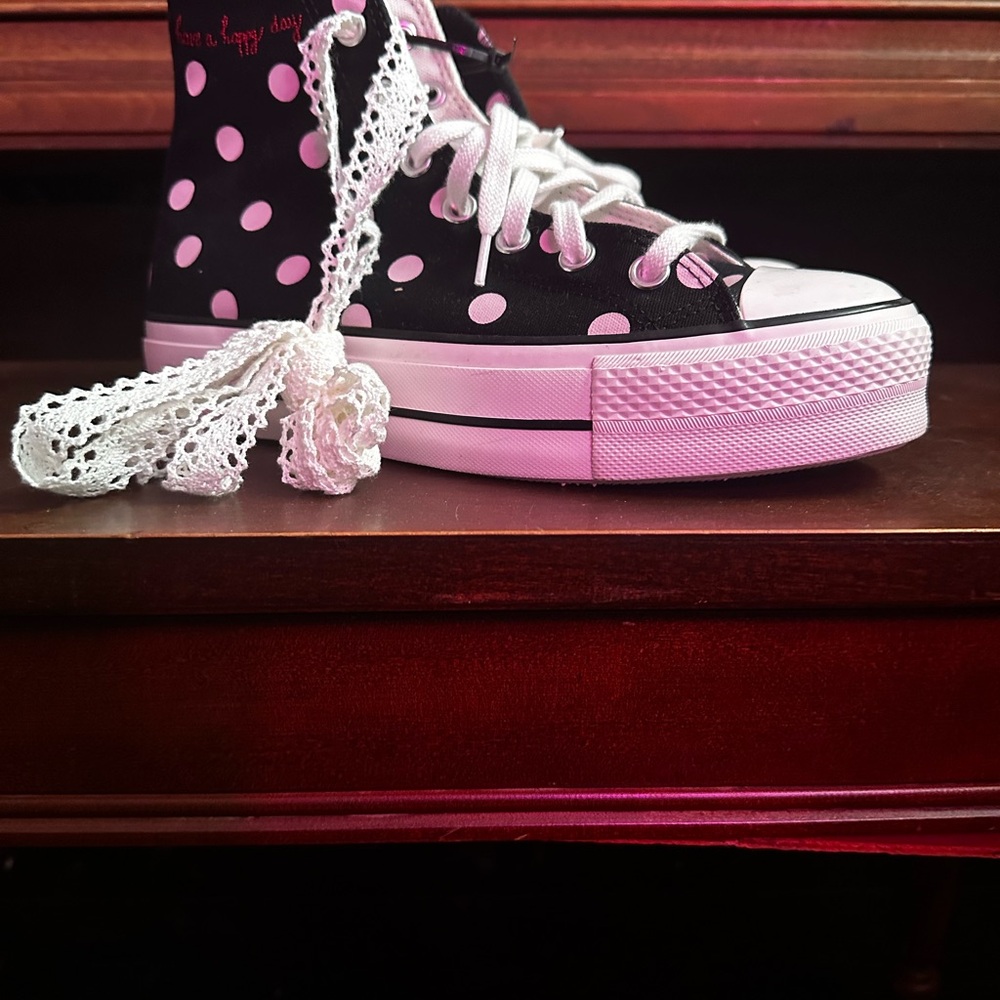 US9 Converse Lift Platform Polka Dot Hi Canvas